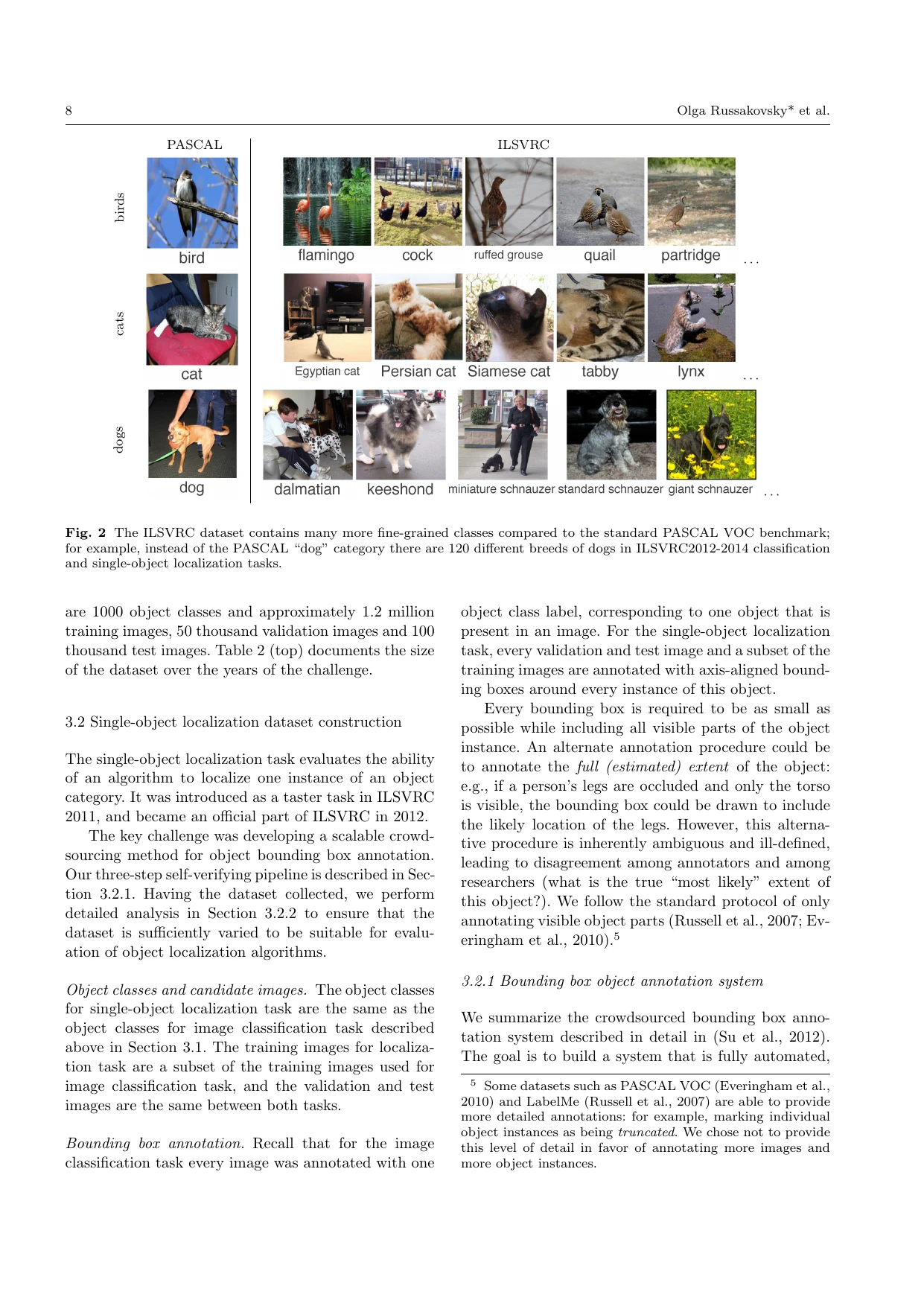 ImageNet 论文第 8 页，包含类别示意图、图题和双栏正文
